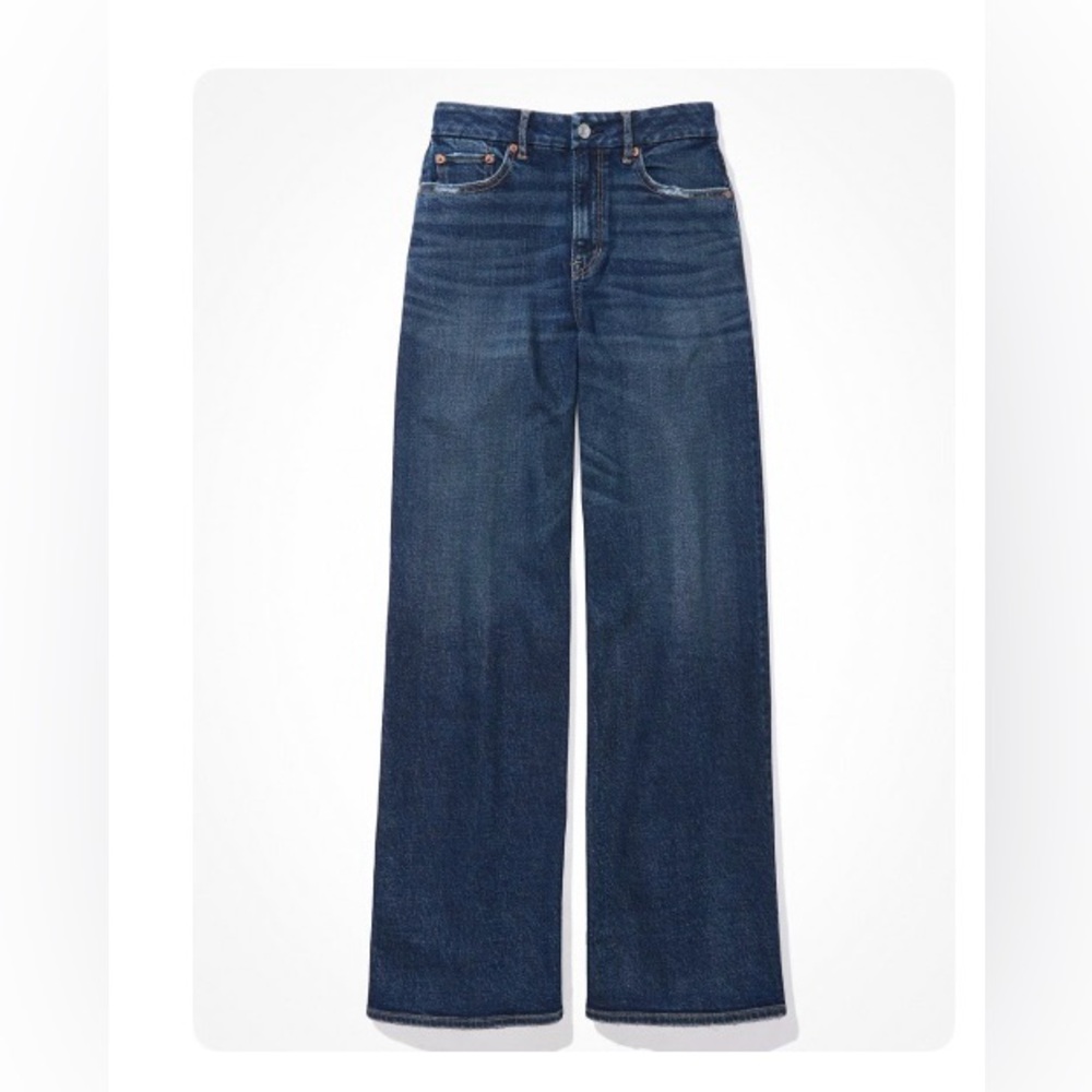 American Eagle Dark Blue Curvy High Waisted Wide Leg size 16 Short